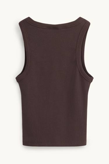 Damen - Top - gerippt - Peanuts - braun