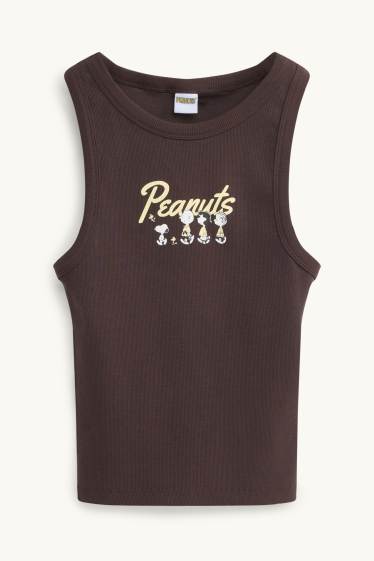 Damen - Top - gerippt - Peanuts - braun