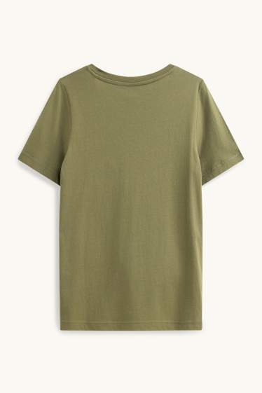 Damen - T-Shirt mit V-Ausschnitt - Regular Fit - khaki
