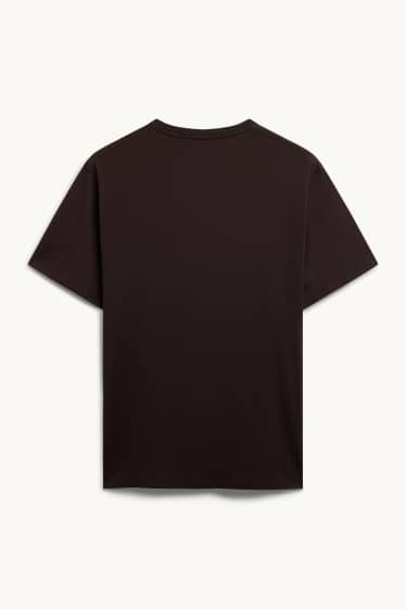 Men - T-shirt - regular fit - dark brown