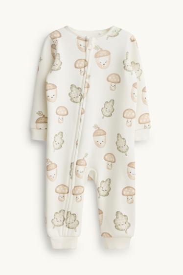 Bebeluși - băieți - Pădure - pijama salopetă bebeluși - bej
