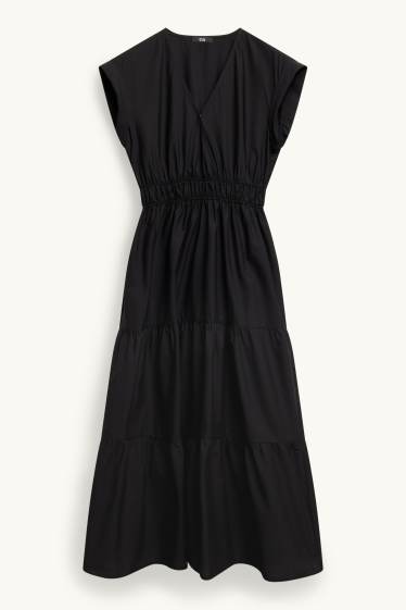 Dámské - Šaty fit & flare s výstřihem ve tvaru V - černá