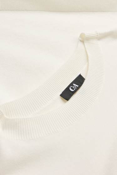 Damen - Strickpullover - kurzarm - weiß