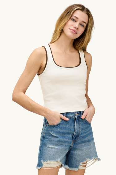 Damen - Top - 2-in-1-Look - weiß