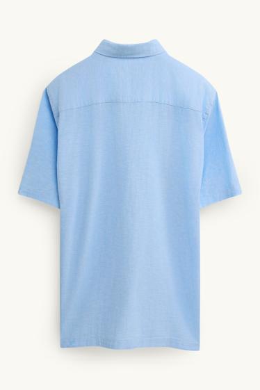 Unisex - Camicia - regular fit - colletto all’italiana - misto lino - azzurro