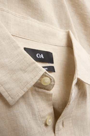Unisex - Overhemd - regular fit - kent - linnenmix - crèmekleurig