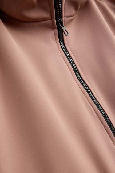 Dámské - Softshellová bunda s kapucí - z vodoodpudivého materiálu - 4 Way Stretch - růžová