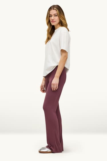 Damen - Straight Leggings - gerippt - lila