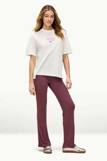 Damen - Straight Leggings - gerippt - lila