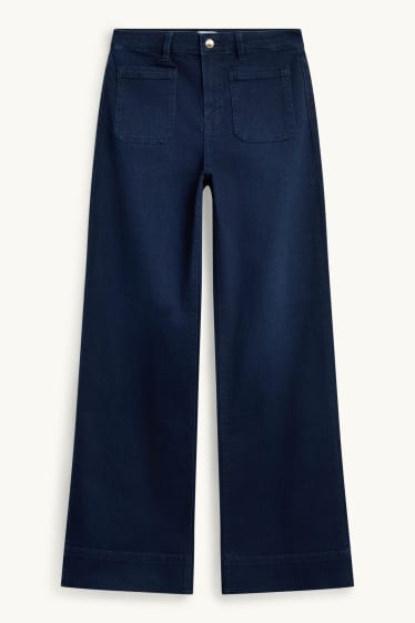 Damen - Wide Leg Jeans - Mid Waist - dunkeljeansblau