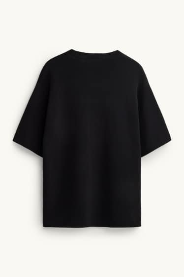 Hommes - T-shirt en maille - relaxed fit - noir