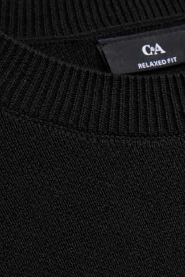 Hommes - T-shirt en maille - relaxed fit - noir