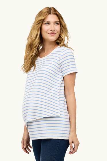 Mujer - Camiseta de lactancia - de rayas - blanco / azul