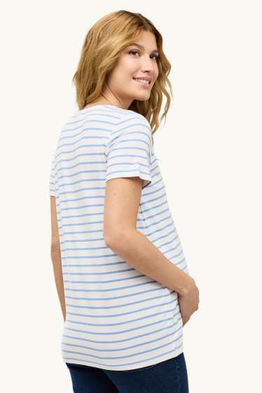 Mujer - Camiseta de lactancia - de rayas - blanco / azul