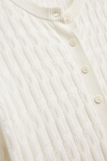 Dona - Jaqueta de punt - trenat - blanc