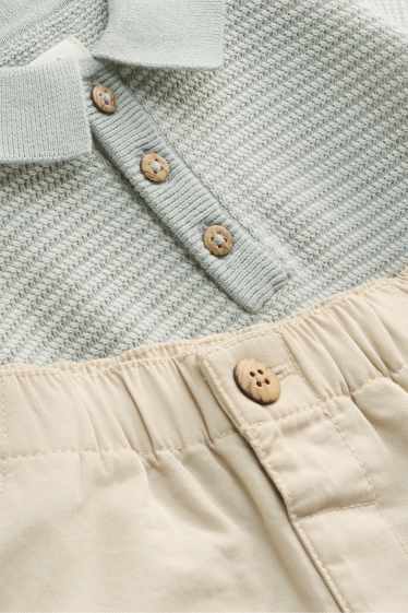 Baby: jongens - Baby-outfit - 2-delig - grijs / beige