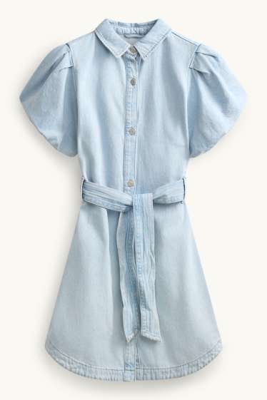 Dames - Denim jurk - jeanslichtblauw