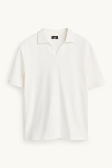 Heren - Poloshirt - relaxed fit - met structuur - wit