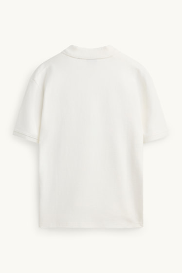 Heren - Poloshirt - relaxed fit - met structuur - wit