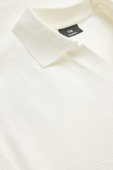 Heren - Poloshirt - relaxed fit - met structuur - wit