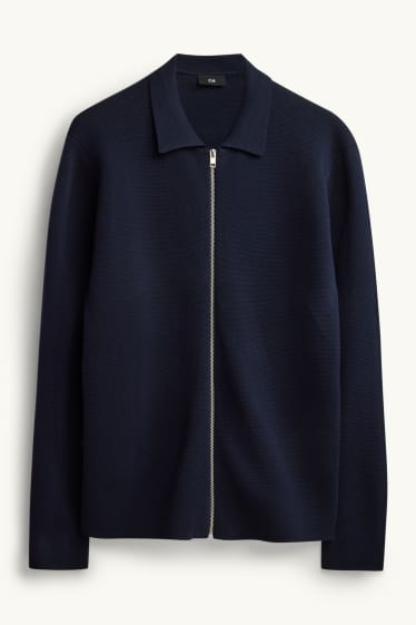Herren - Strickjacke - strukturiert - dunkelblau