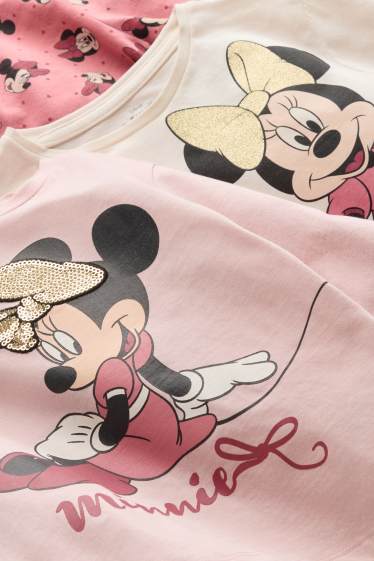 Copii - Fete - Multipack 3 buc. - Minnie Mouse - tricou cu mânecă lungă - alb / roz
