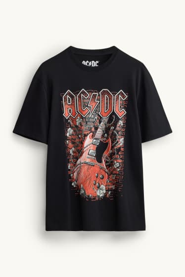 Uomo - T-shirt - relaxed fit - AC/ DC - nero