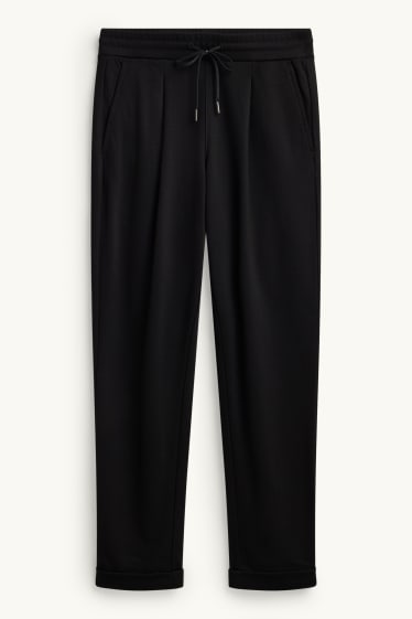 Damen - Stoffhose - Mid Waist - Tapered Fit - schwarz