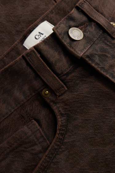 Damen - Jeans-Minirock - Leo-Print - braun