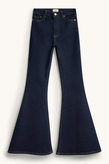 Femei - Flared jeans - talie medie - denim-albastru închis