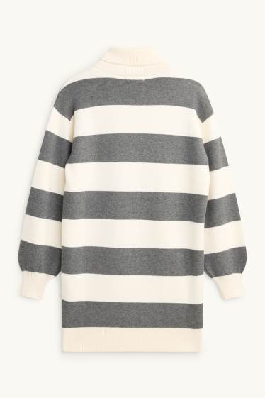Copii - Fete - Rochie din tricot - cu dungi - gri / bej