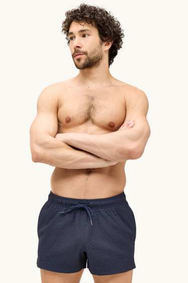 Hommes - Short de bain - finition texturée - bleu foncé