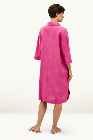 Femmes - Robe en lin - straight fit - rose