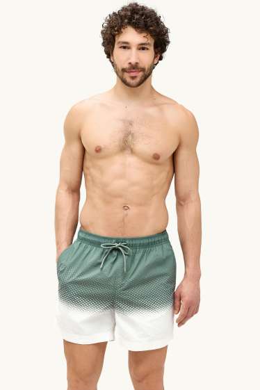 Men - Swim shorts - patterned - khaki