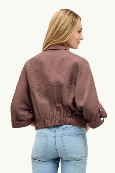 Women - Cropped blazer - brown