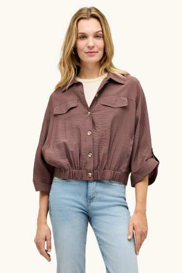 Women - Cropped blazer - brown