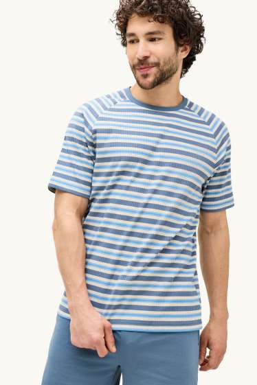 Heren - Shortama - 2-delig - blauw / wit