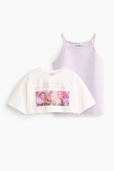 Kinder Mädchen - KPop Demon Hunters - Set - Kurzarmshirt und Top - 2 teilig - lila / weiß