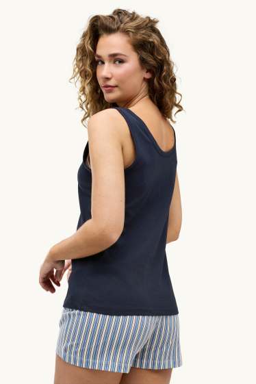 Damen - Shorty-Pyjama - blau / hellblau