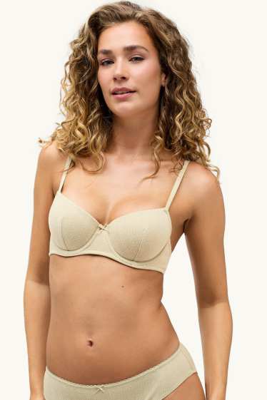 Dames - Pointelle-BH met beugels - DEMI - voorgevormd - beige