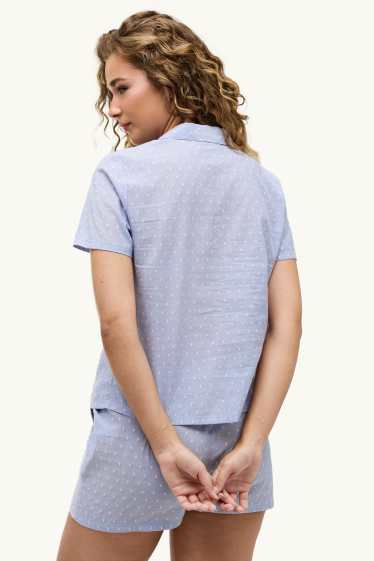 Femei - Pijama scurtă - cu buline - albastru deschis