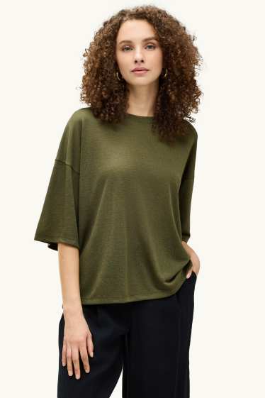 Femmes - T-shirt - relaxed fit - kaki