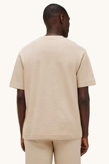 Bărbați - Tricou - relaxed fit - reiat - bej