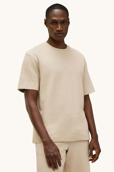 Bărbați - Tricou - relaxed fit - reiat - bej