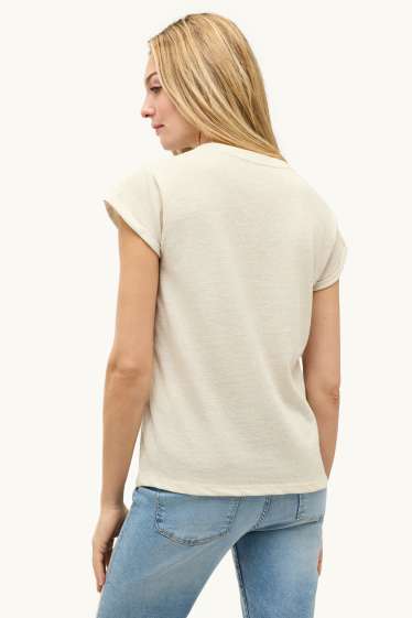 Femei - Tricou - relaxed fit - alb-crem
