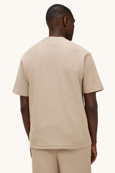 Herren - T-Shirt - Relaxed Fit - strukturiert - beige