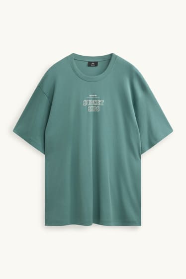 Heren - T-shirt - relaxed fit - petrol