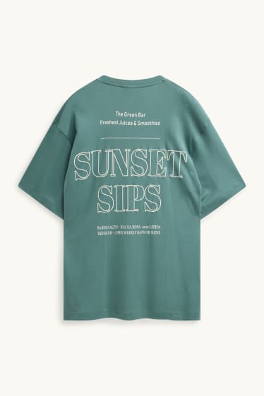 Heren - T-shirt - relaxed fit - petrol