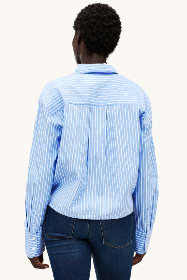 Damen - Bluse - gestreift - blau / weiß