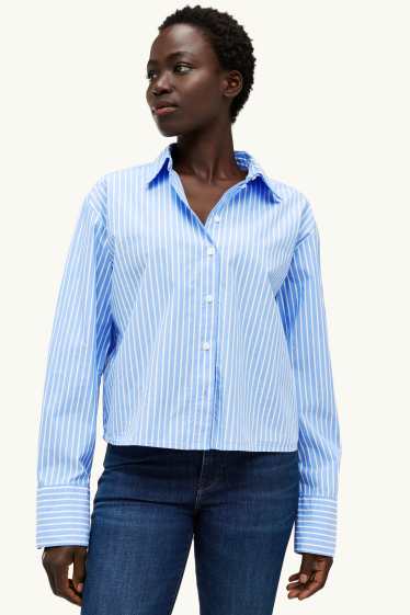 Damen - Bluse - gestreift - blau / weiß